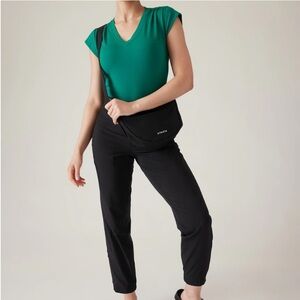 Athleta Turquoise V-Neck Short Sleeve Top